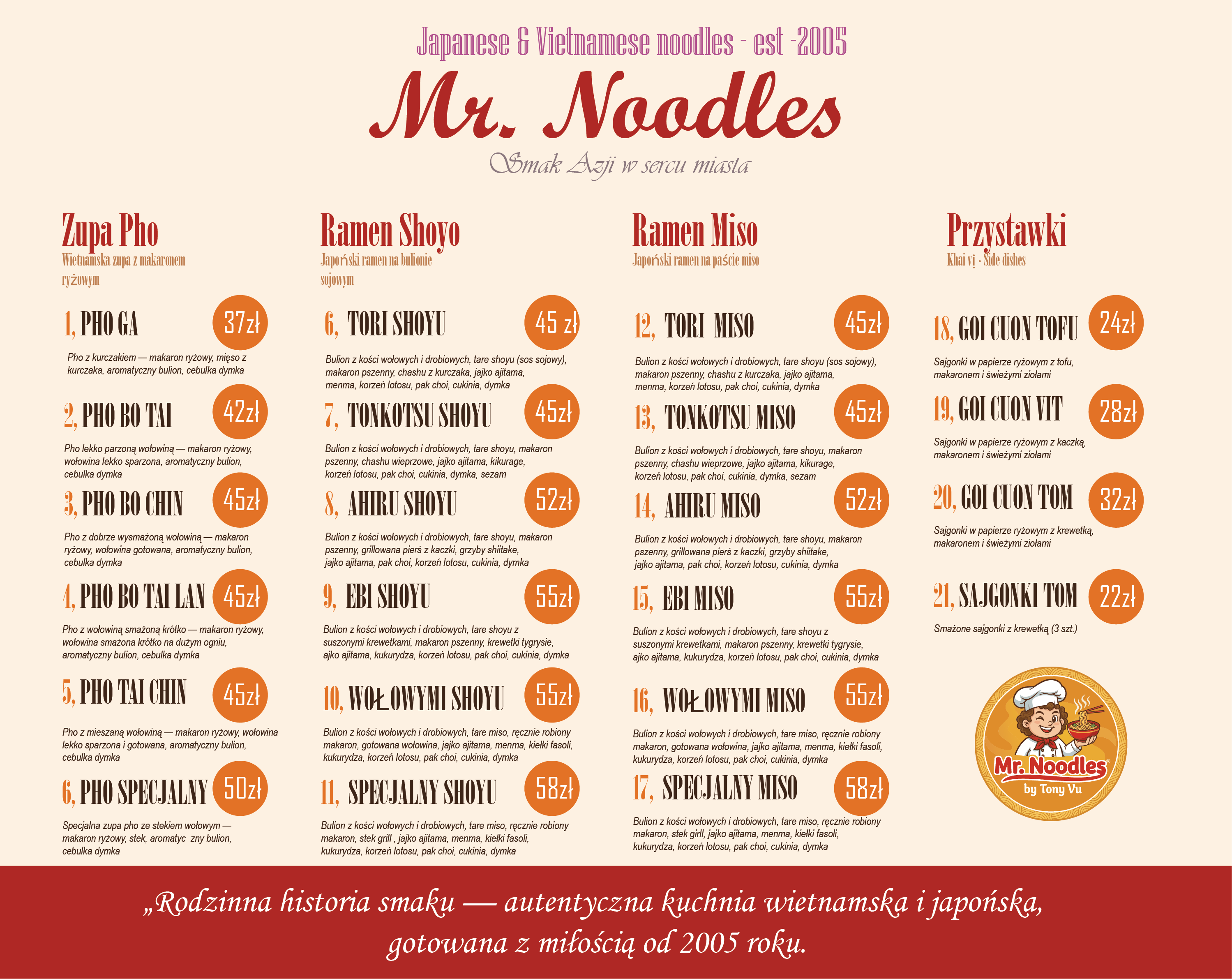 Mr. Noodles — menu dań